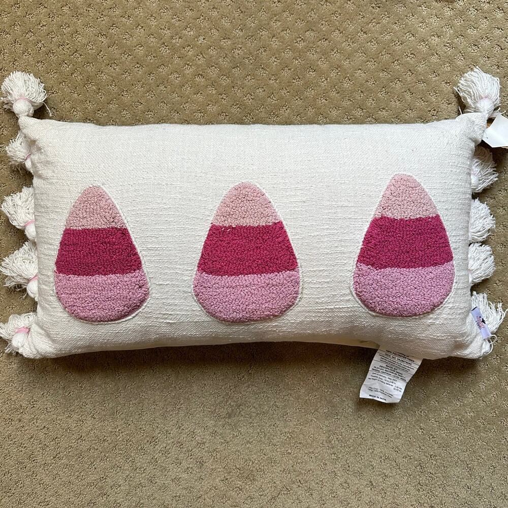 Sweet Street Pink Candy Corn Halloween Pillow